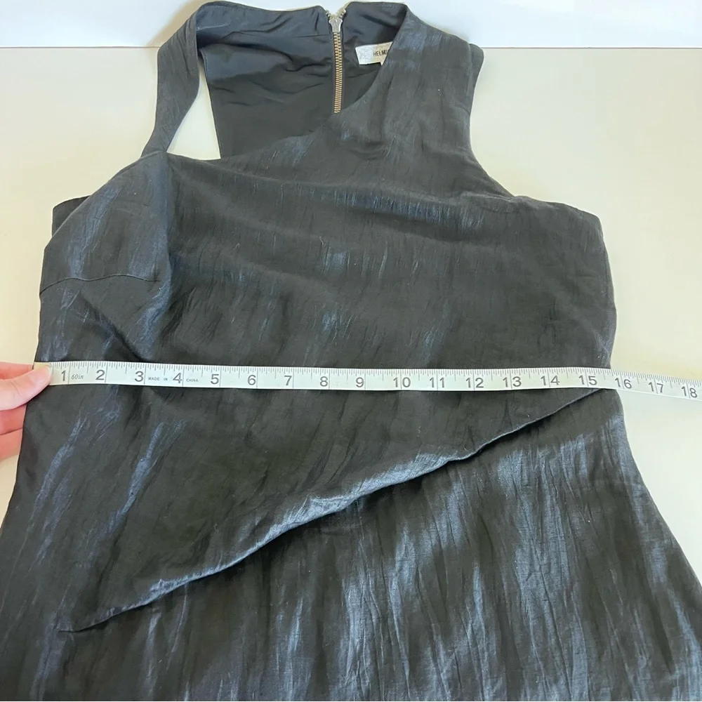 Helmut‎ Lang Women’s Lucid Black Sleeveless Asymmetric Dress Linen